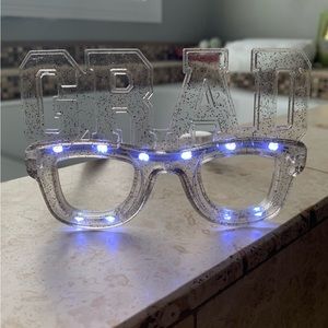 LED Light-Up Black, Silver & Gold Glitter GRAD Graduation Plastic Glasses